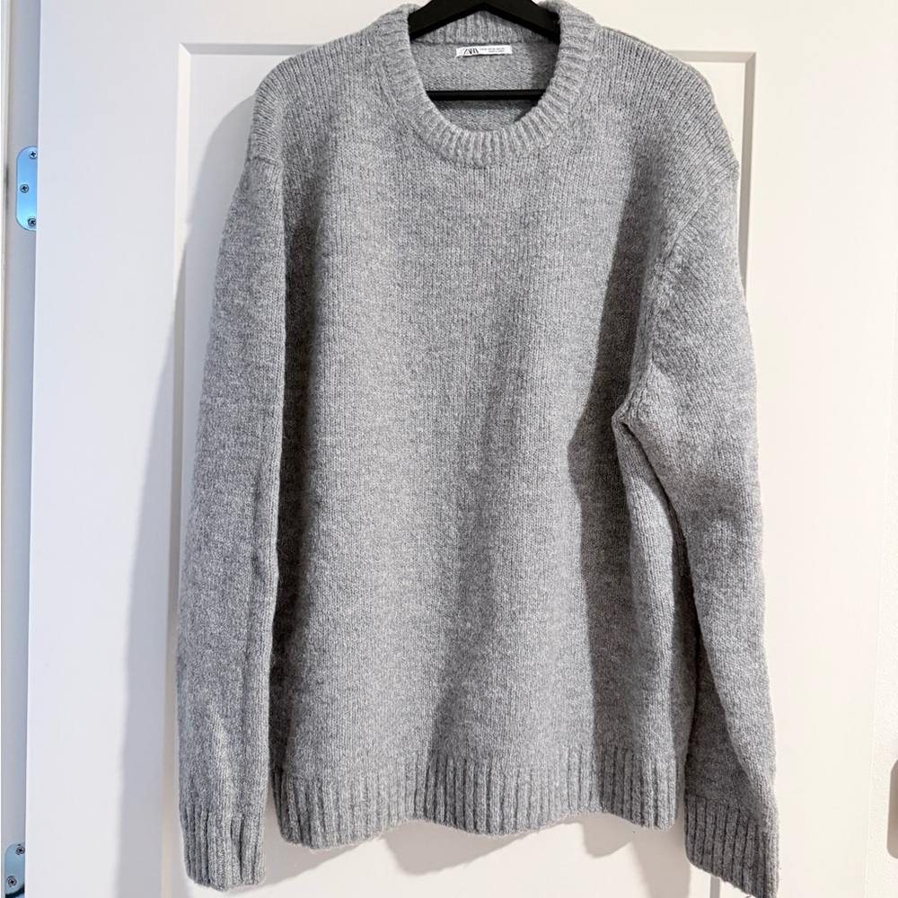 Zara Mens light grey alpaca blend sweater